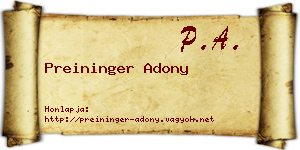 Preininger Adony névjegykártya